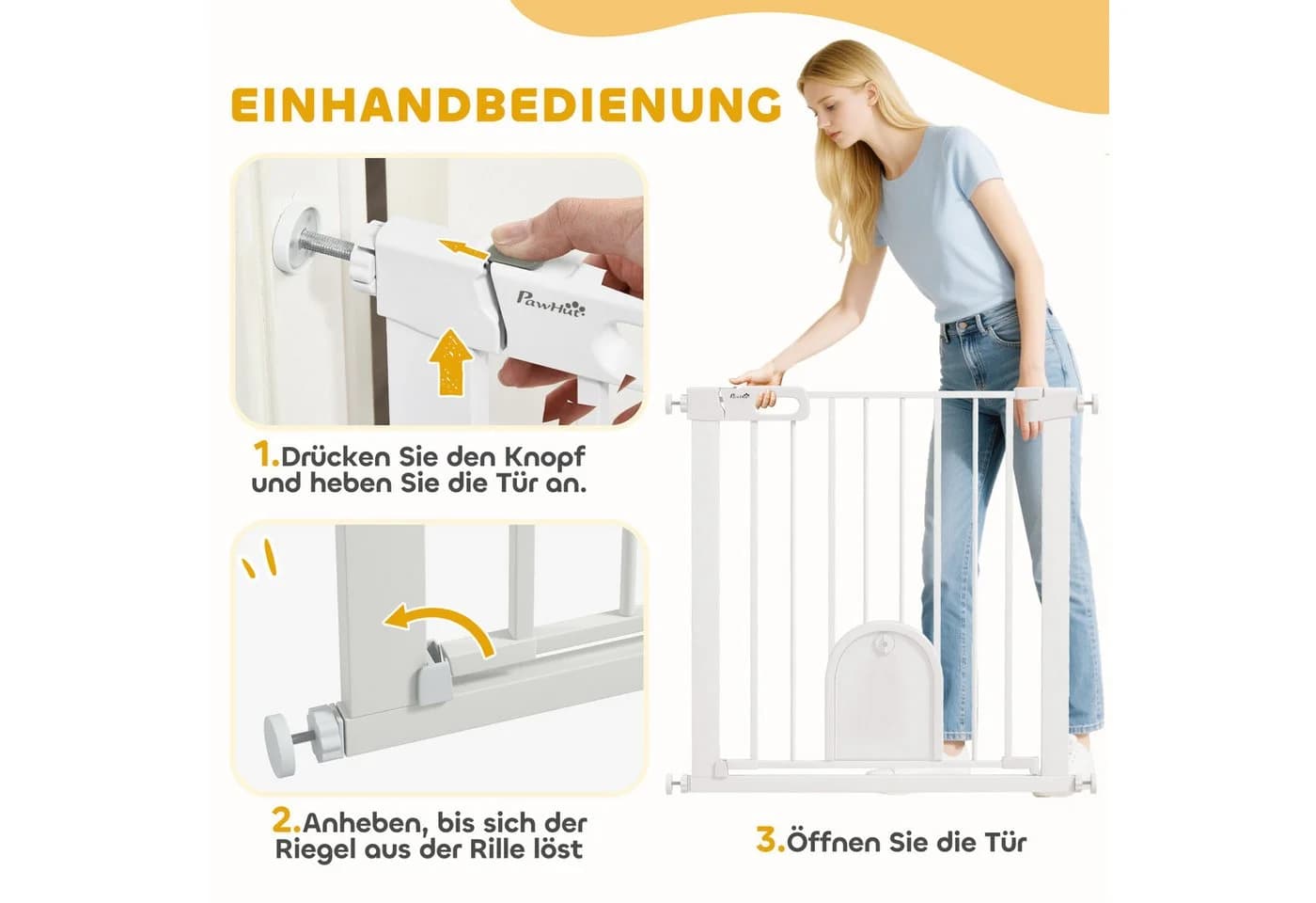 PawHut Haustiergitter mit Klemmbefestigung und Doppeltür Weiß - Bild 4