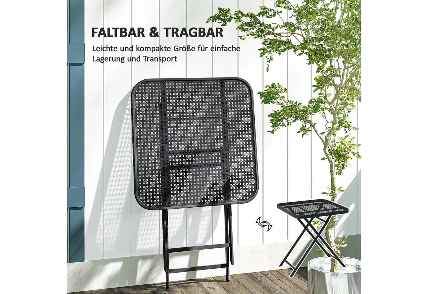 Outsunny Gartentisch Klappbar Schwarz Stahl - Bild 5
