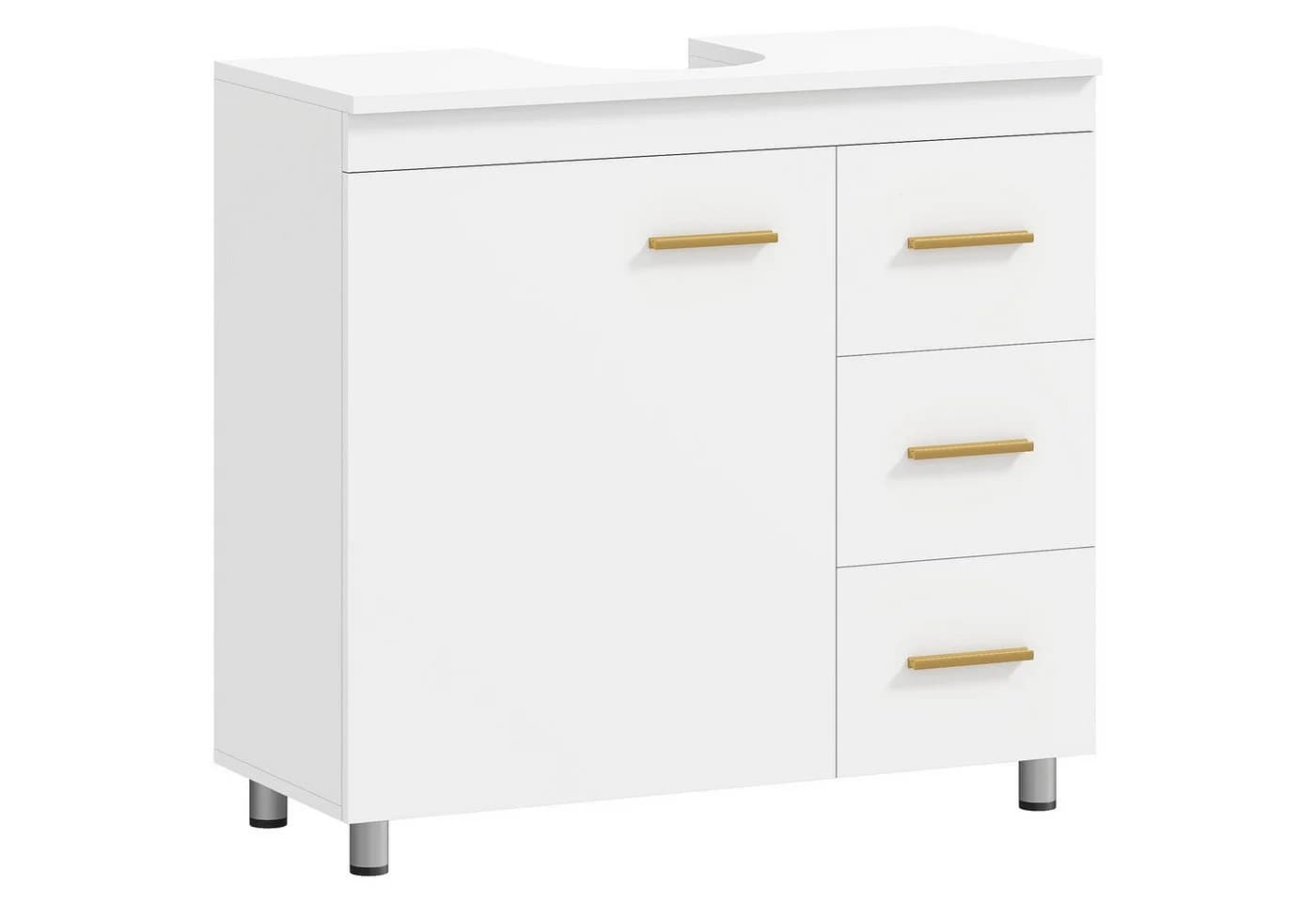 HOMCOM Waschbeckenunterschrank Weiß mit Soft-Close & Schubladen
