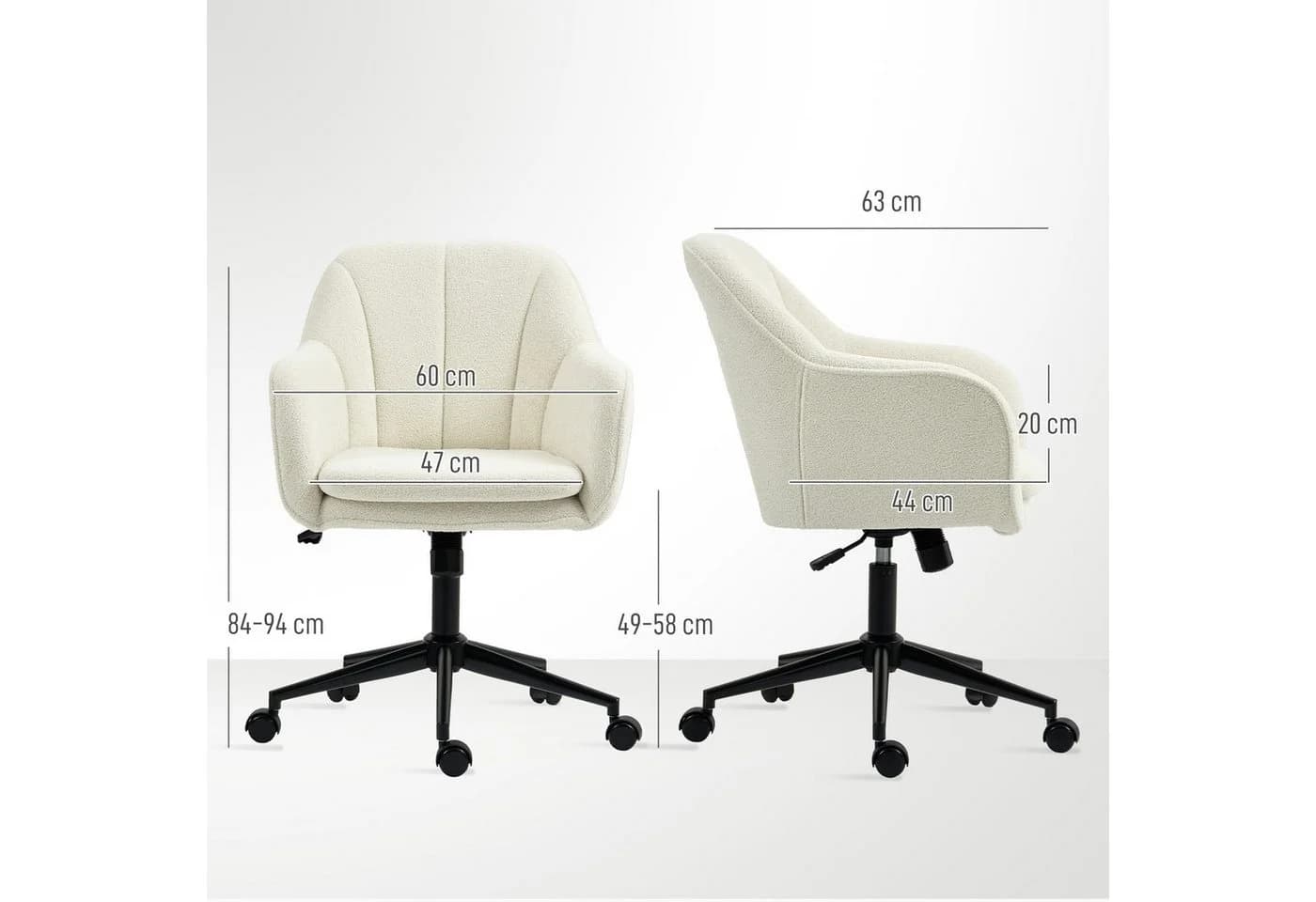 HOMCOM Bürostuhl Schreibtischstuhl höhenverstellbar Beige - Bild 3