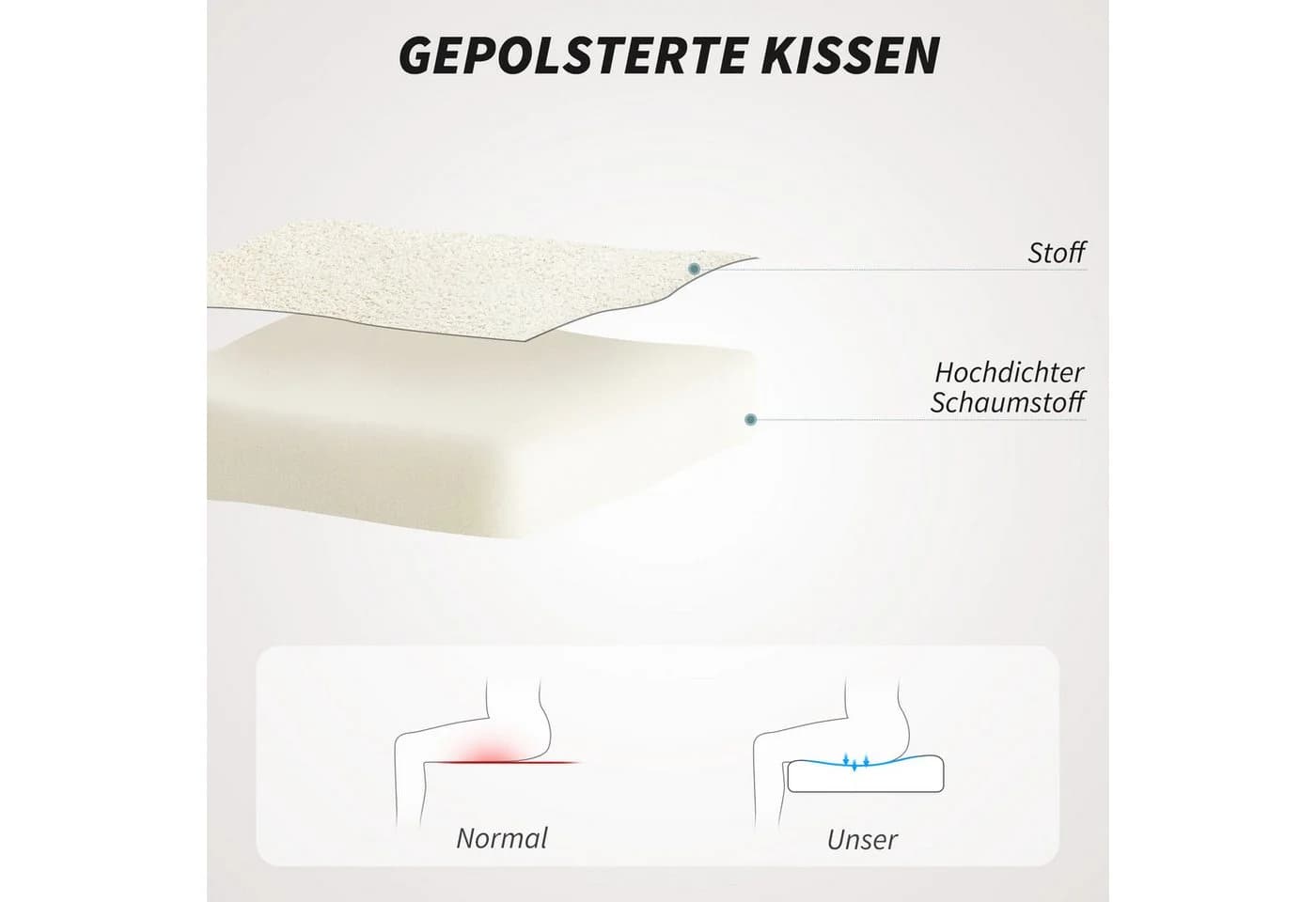 HOMCOM Bürostuhl Schreibtischstuhl höhenverstellbar Beige - Bild 5