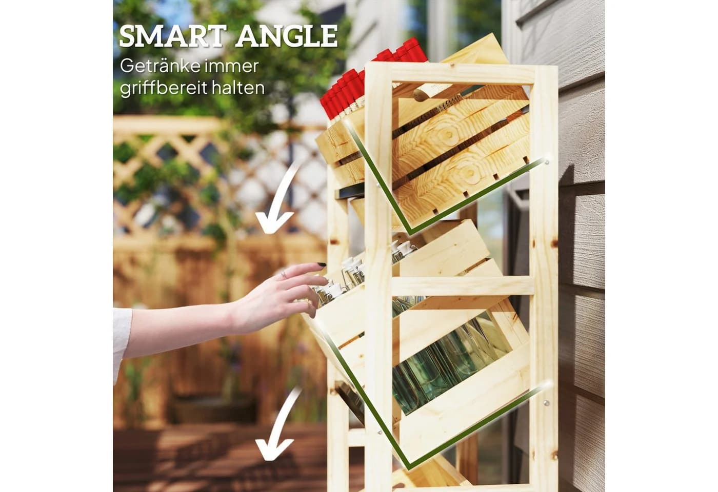 Outsunny Weinregal für 3 Getränkekisten Naturholz - Bild 5