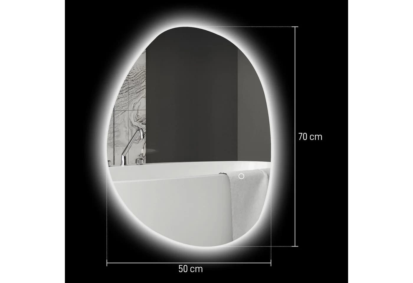 HOMCOM Badspiegel mit Touchschalter 3 Lichtfarben Silber Asymmetrisch IP44 - Bild 3