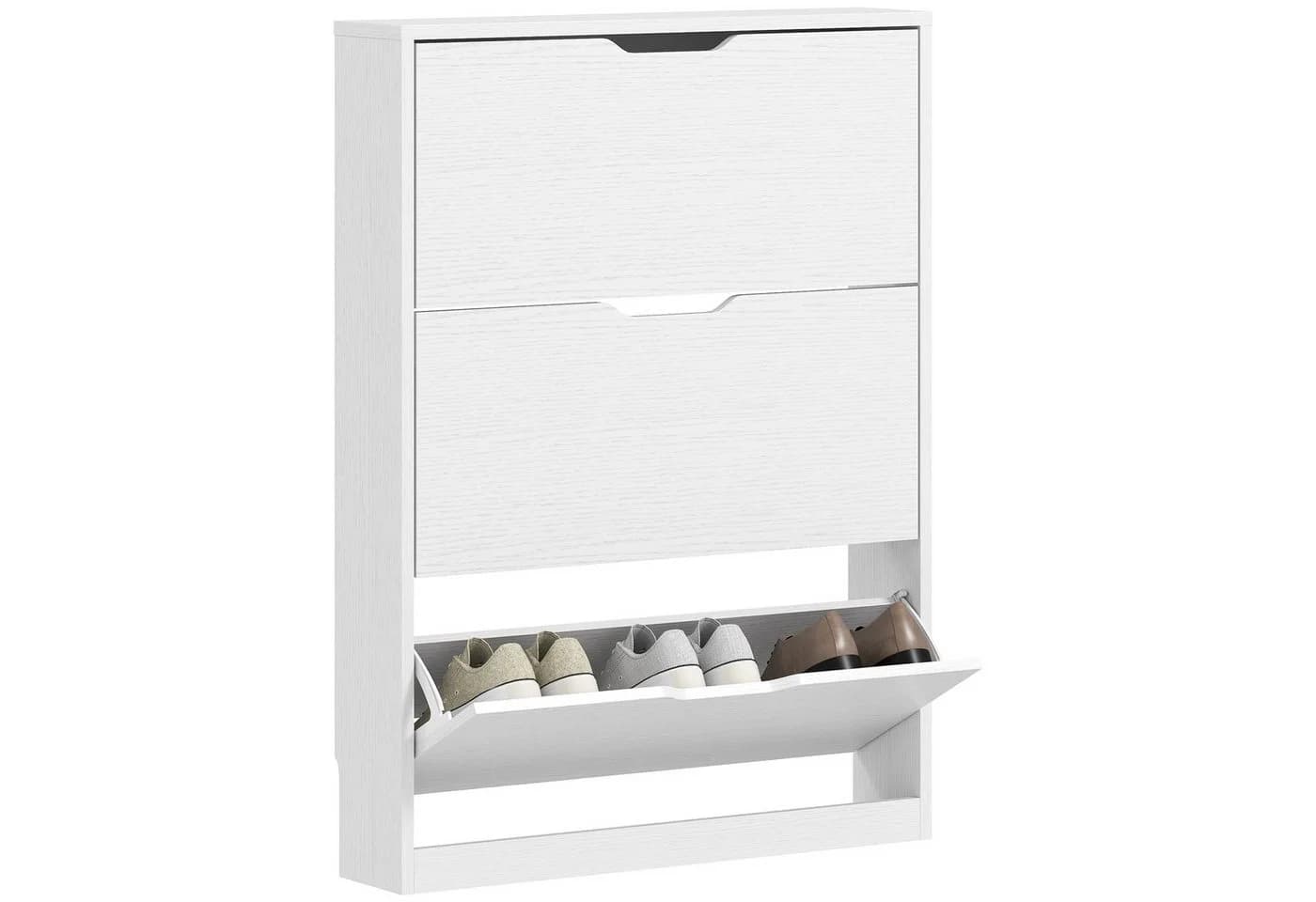 HOMCOM Schuhschrank Weiß 3 Schubladen Klapptüren - Bild 2