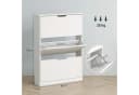 HOMCOM Schuhschrank Weiß 3 Schubladen Klapptüren Bild 3