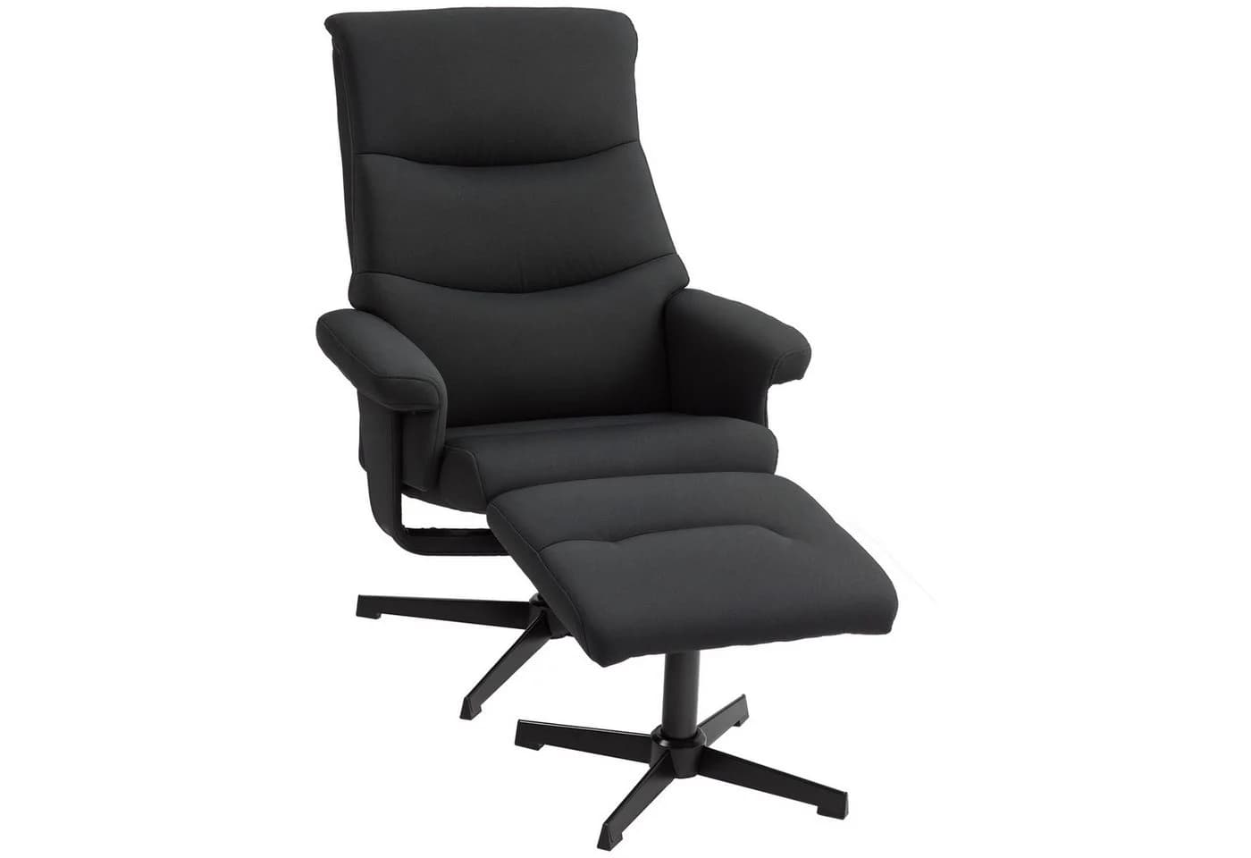 HOMCOM Relaxsessel mit Hocker Schwarz Liegefunktion Wippfunktion