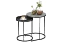 HOMCOM Beistelltisch mit Tablett-Design, Metallgestell, 2er Set Wohnzimmertisch, 2-St., Runder Couchtisch, Grau Bild 1