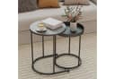 HOMCOM Beistelltisch mit Tablett-Design, Metallgestell, 2er Set Wohnzimmertisch, 2-St., Runder Couchtisch, Grau Bild 2