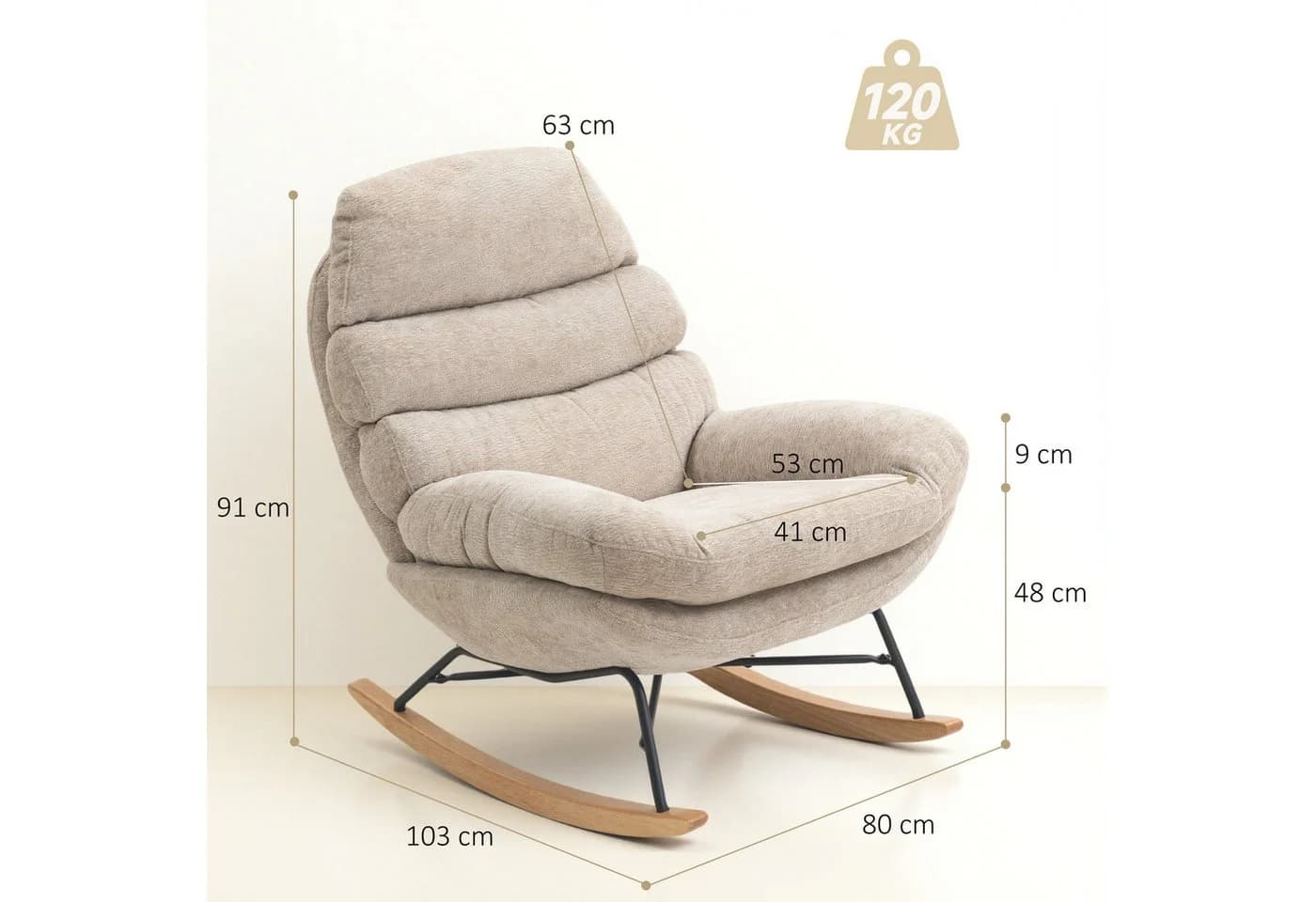 HOMCOM Schaukelstuhl Cremeweiß - Bild 3