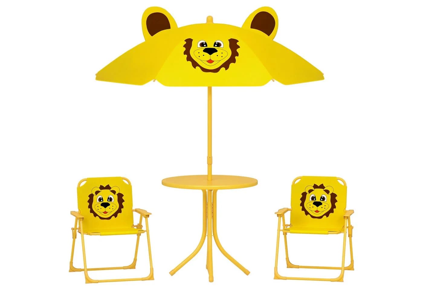 AIYAPLAY Garten-Kindersitzgruppe 4-tlg. Löwen-Design Gelb - Bild 1