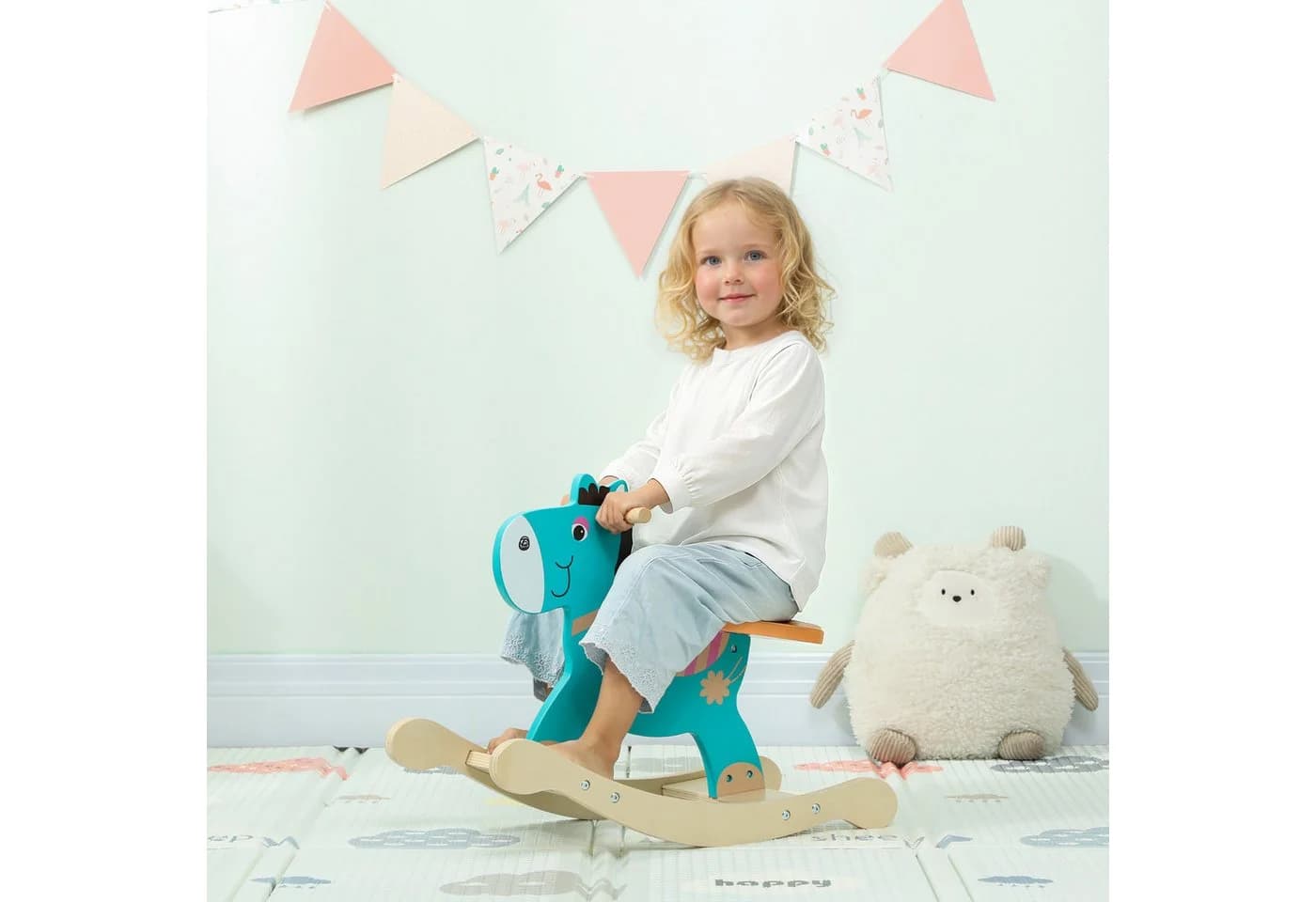 AIYAPLAY Schaukeltier Baby Schaukelspielzeug mit Haltegriffen, Dunkelgrün - Bild 2