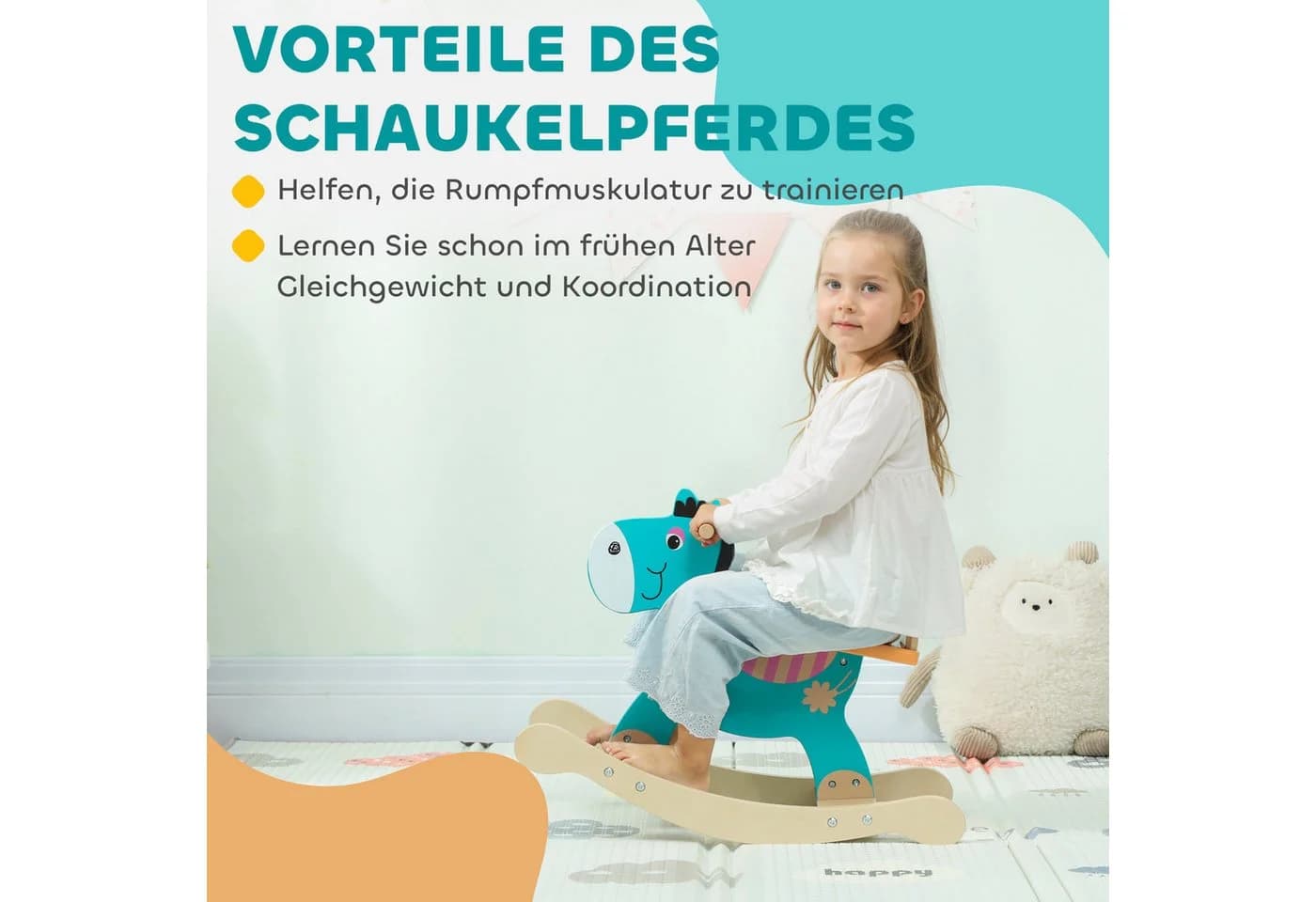 AIYAPLAY Schaukeltier Baby Schaukelspielzeug mit Haltegriffen, Dunkelgrün - Bild 4