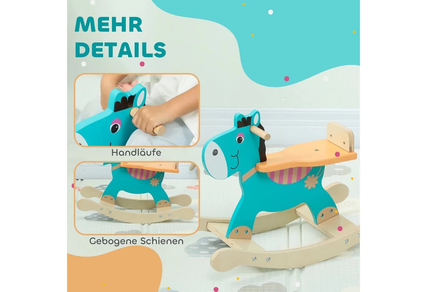 AIYAPLAY Schaukeltier Baby Schaukelspielzeug mit Haltegriffen, Dunkelgrün - Bild 5