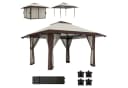 Outsunny Faltpavillon 4x4m mit Netzwänden UV 50+ Beige Bild 2