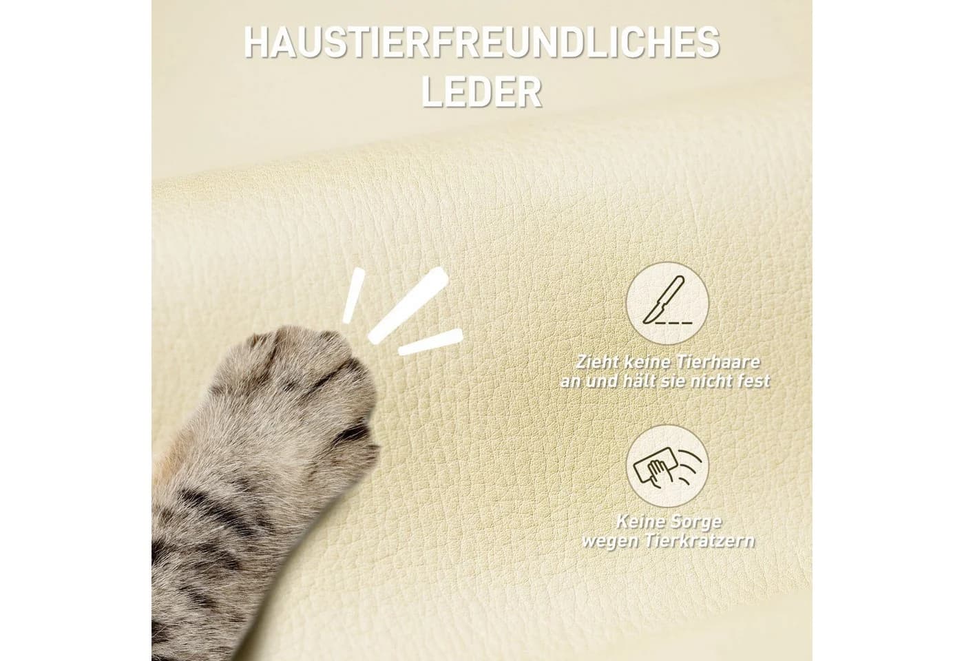 HOMCOM Schreibtischstuhl mit Fußstütze, Kunstleder-Bezug, rollbar, drehbar, Beige - Bild 5