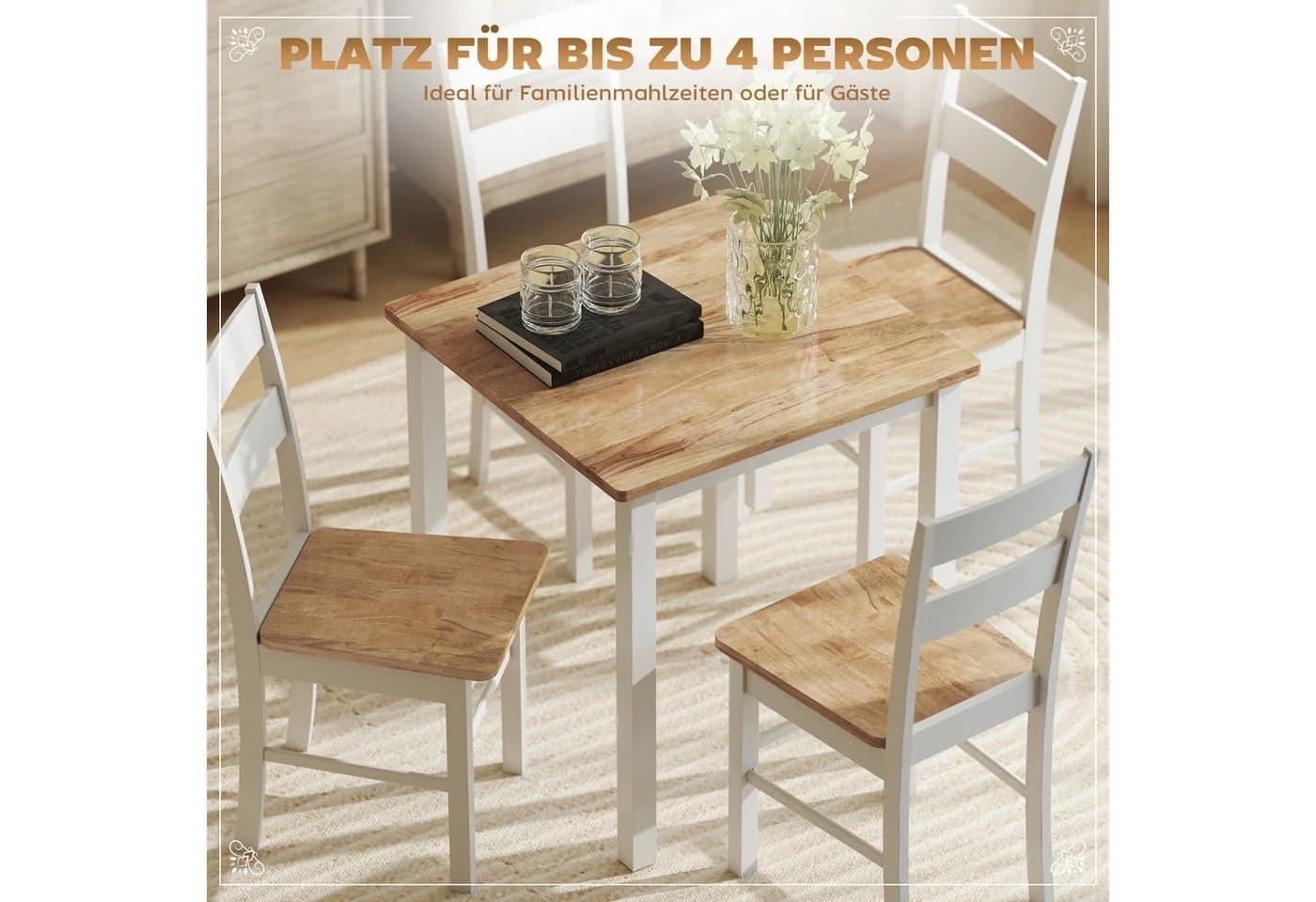 HOMCOM Esstisch Eiche Weiß Moderner Holztisch für 2-4 Personen - Bild 4
