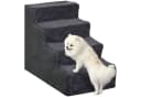 PawHut Haustiertreppe mit abnehmbarem Bezug, 4 Stufen, Dunkelgrau Bild 1