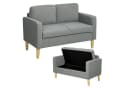 HOMCOM 2-Sitzer Polstersofa Hellgrau mit Stauraum und Cordbezug Bild 1