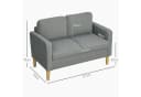HOMCOM 2-Sitzer Polstersofa Hellgrau mit Stauraum und Cordbezug Bild 3