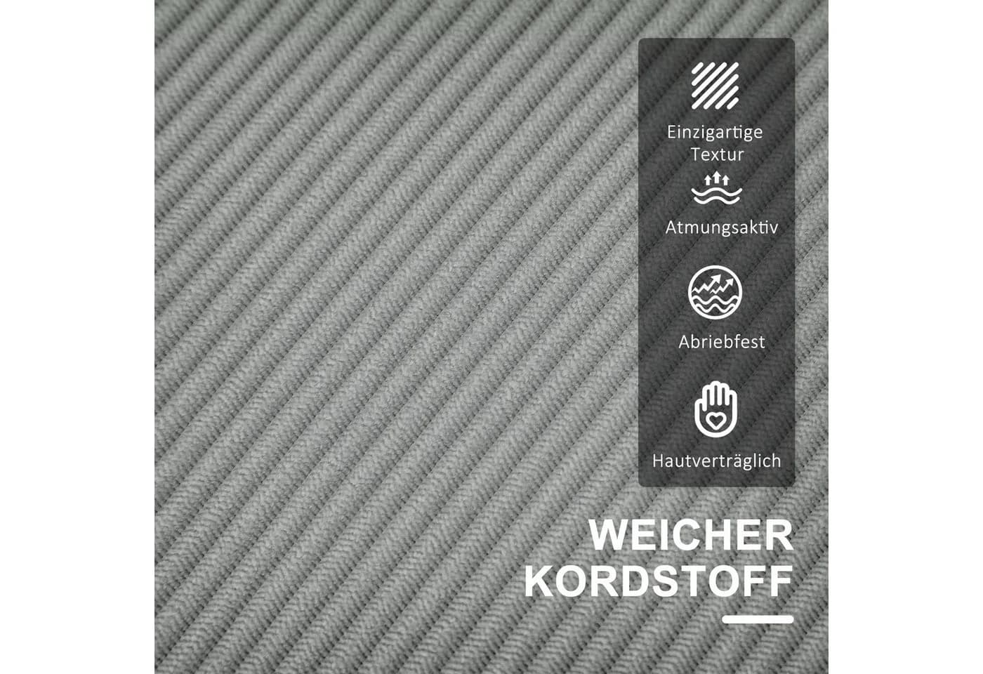 HOMCOM 2-Sitzer Polstersofa Hellgrau mit Stauraum und Cordbezug - Bild 5