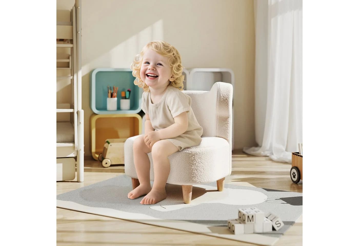 AIYAPLAY Kindersessel Bärenform Beige Teddyfleece Kinderstuhl - Bild 2
