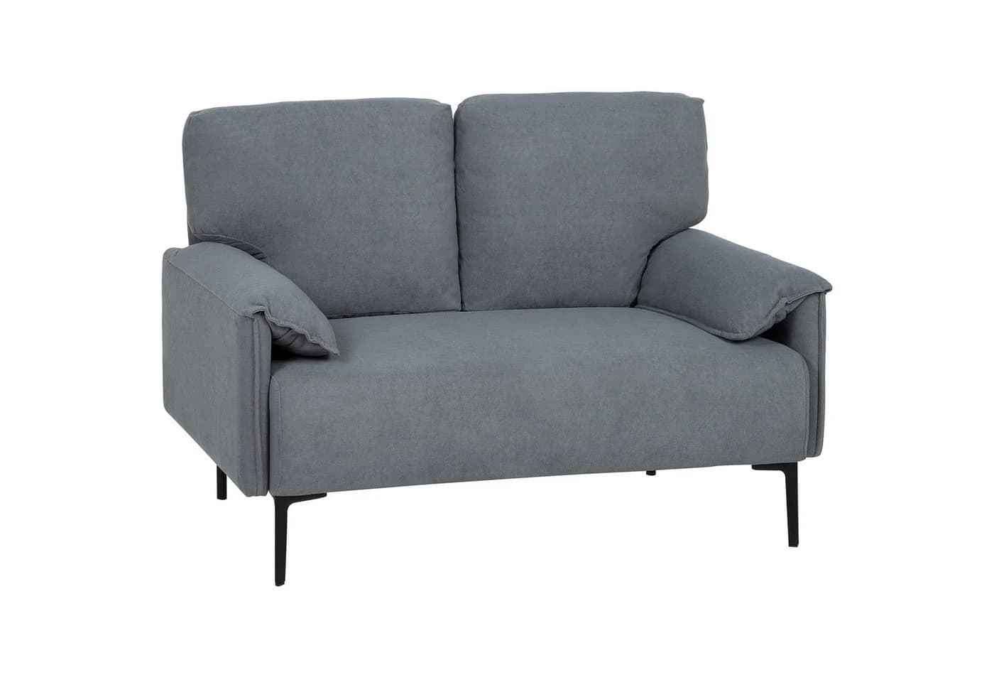 HOMCOM 2-Sitzer Polstersofa mit Armlehne, Metallrahmen, Grau - Bild 1