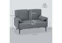 HOMCOM 2-Sitzer Polstersofa mit Armlehne, Metallrahmen, Grau Bild 3