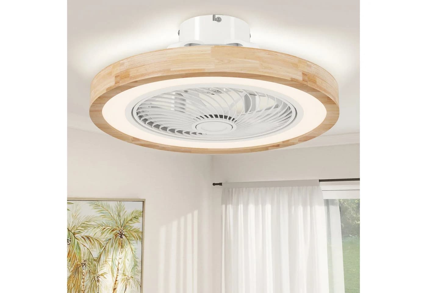HOMCOM Deckenventilator mit Beleuchtung Fernbedienung LED Dimmbar 6 Geschwindigkeiten 50 cm Durchmesser