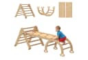 AIYAPLAY Klettergerüst mit Rutsche, Bogen, 7-in-1 Montessori Indoor Spielplatz, Naturholz Bild 1