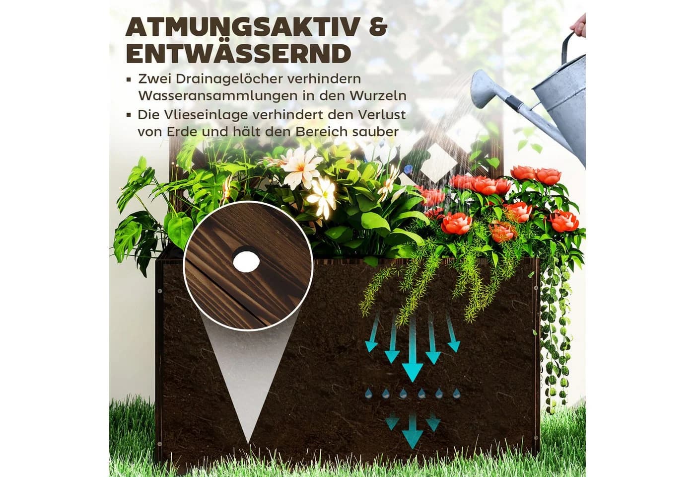 Outsunny Hochbeet mit Rankengitter, Verkohlt - Bild 5