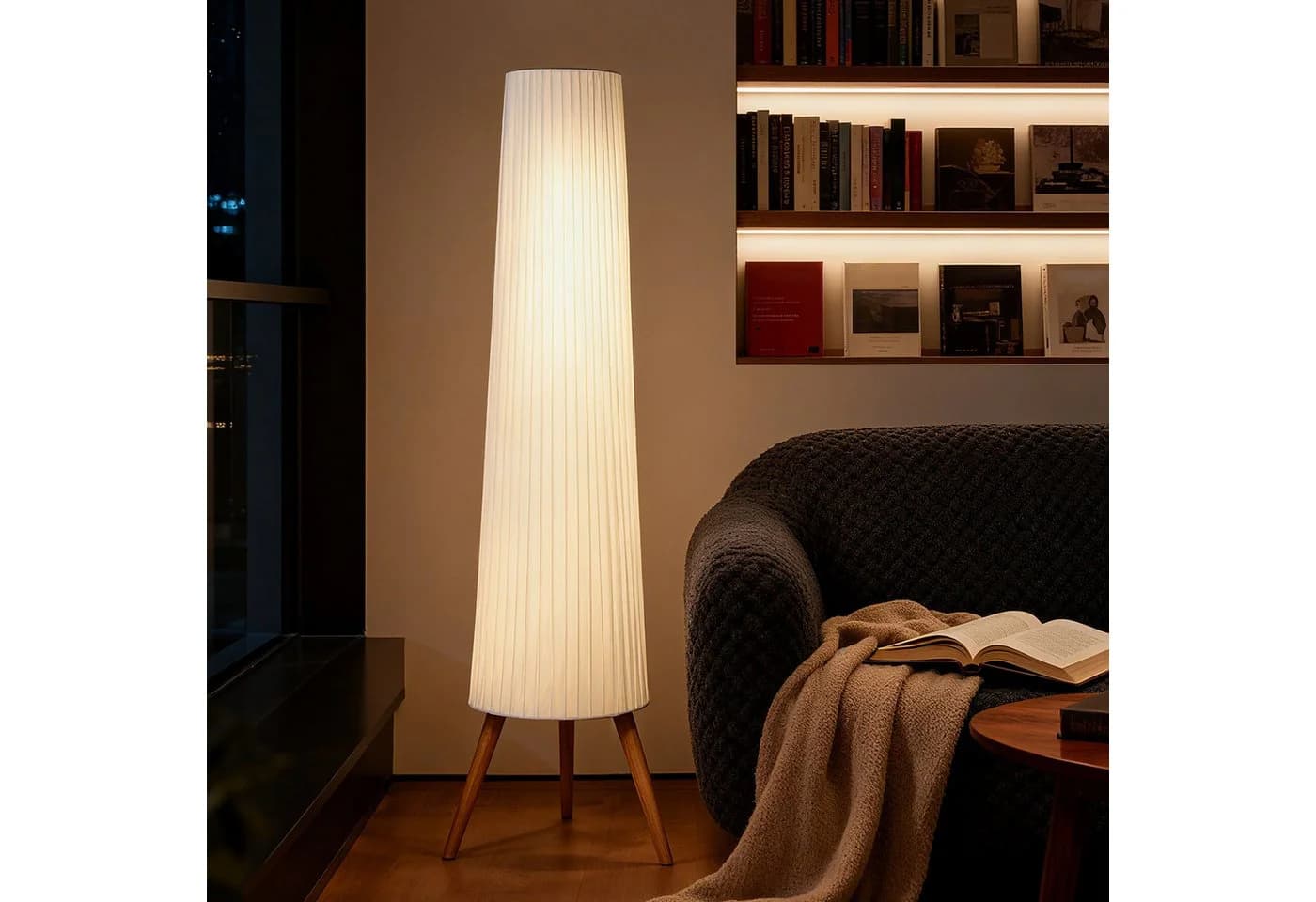 HOMCOM Stehlampe Dimmbar Stehleuchte mit Dreibein, Fußschalter, LED fest integriert, Warmweiß - Bild 2