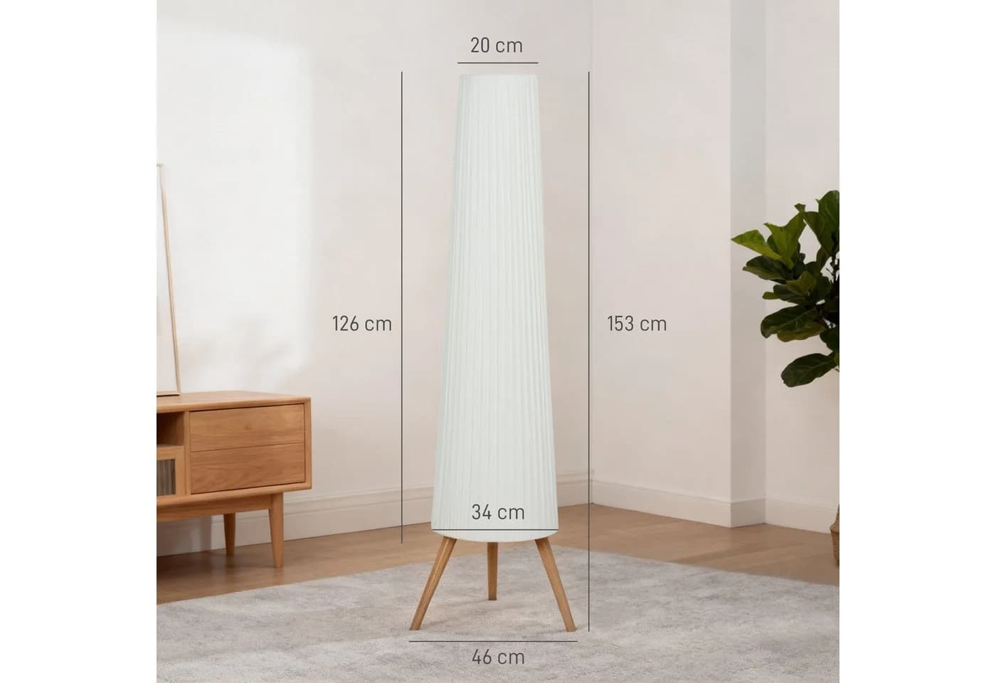 HOMCOM Stehlampe Dimmbar Stehleuchte mit Dreibein, Fußschalter, LED fest integriert, Warmweiß - Bild 3