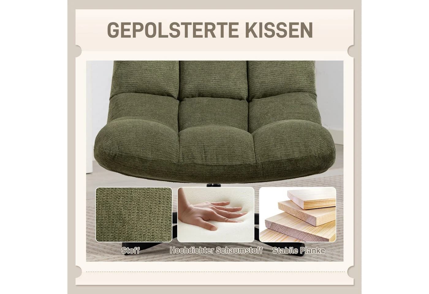 HOMCOM Relaxsessel Grün Chenille 360° drehbar - Bild 5