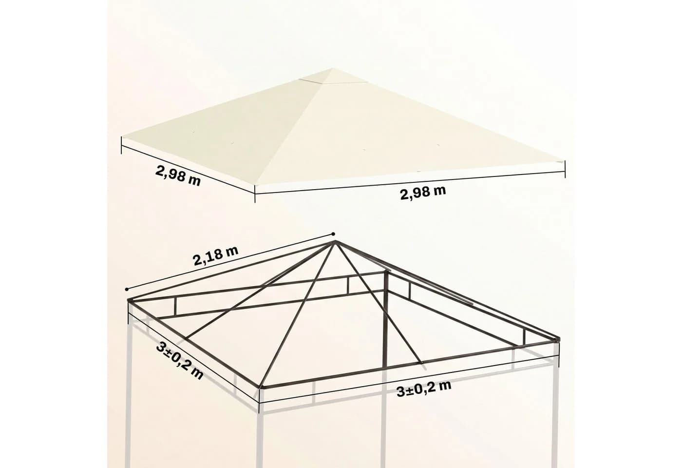 Outsunny Pavillon-Ersatzdach Cremeweiß UPF30+ für 3x3 m - Bild 3