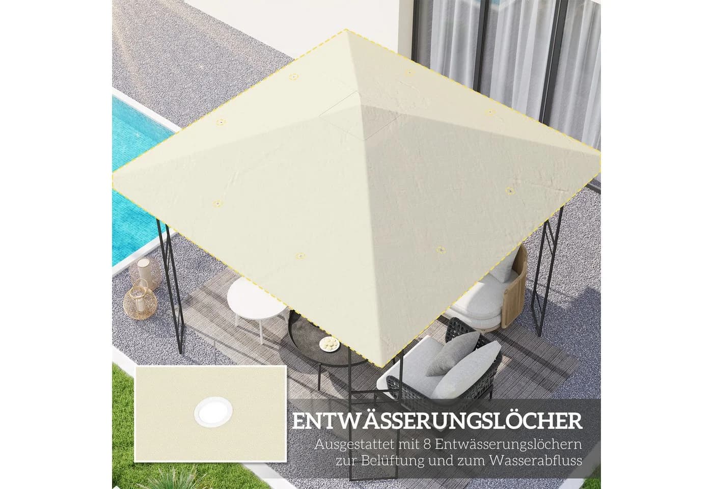 Outsunny Pavillon-Ersatzdach Cremeweiß UPF30+ für 3x3 m - Bild 4