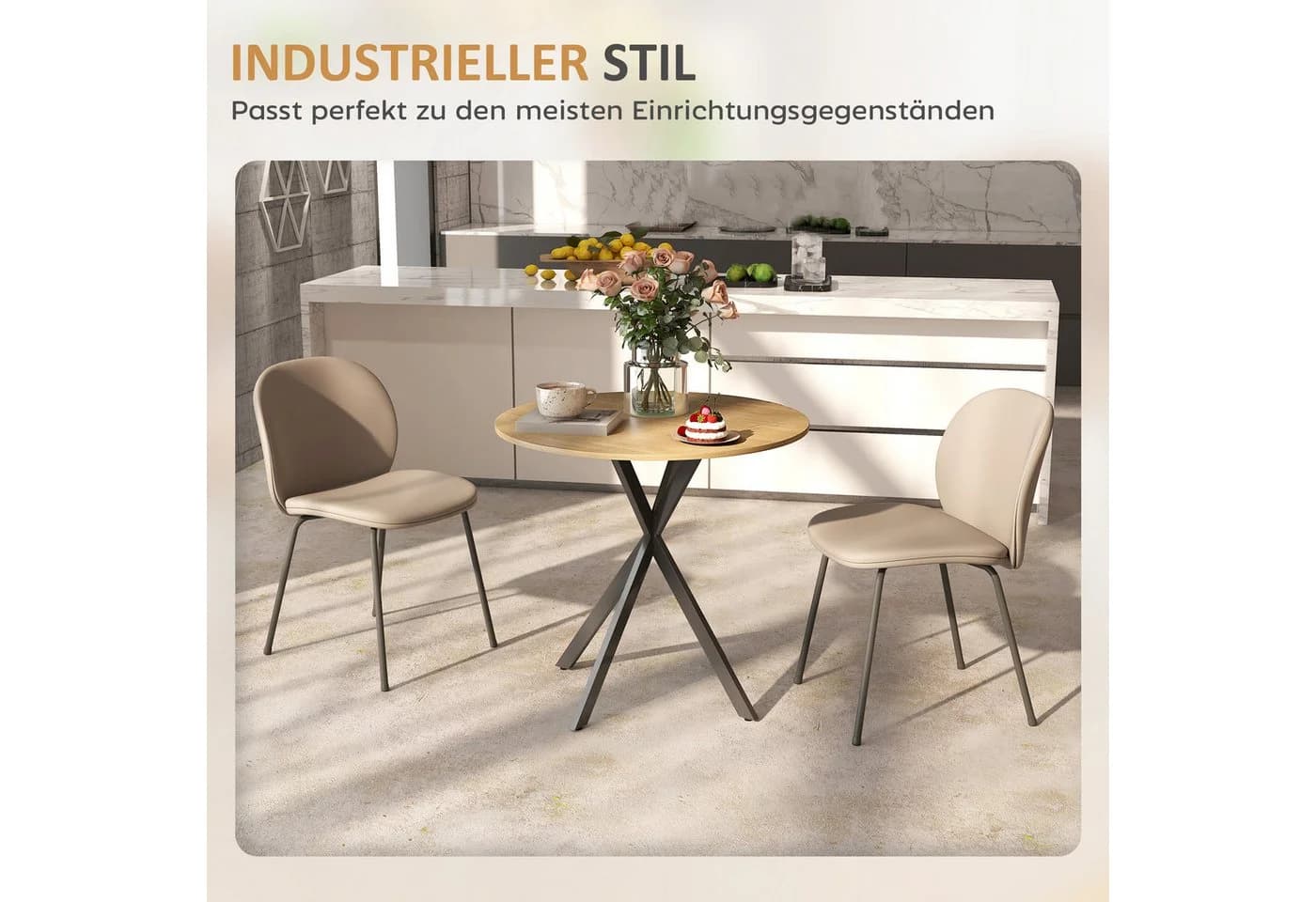 HOMCOM Esstisch industrieller Küchentisch mit gekreuzten Stahlbeinen - Bild 5