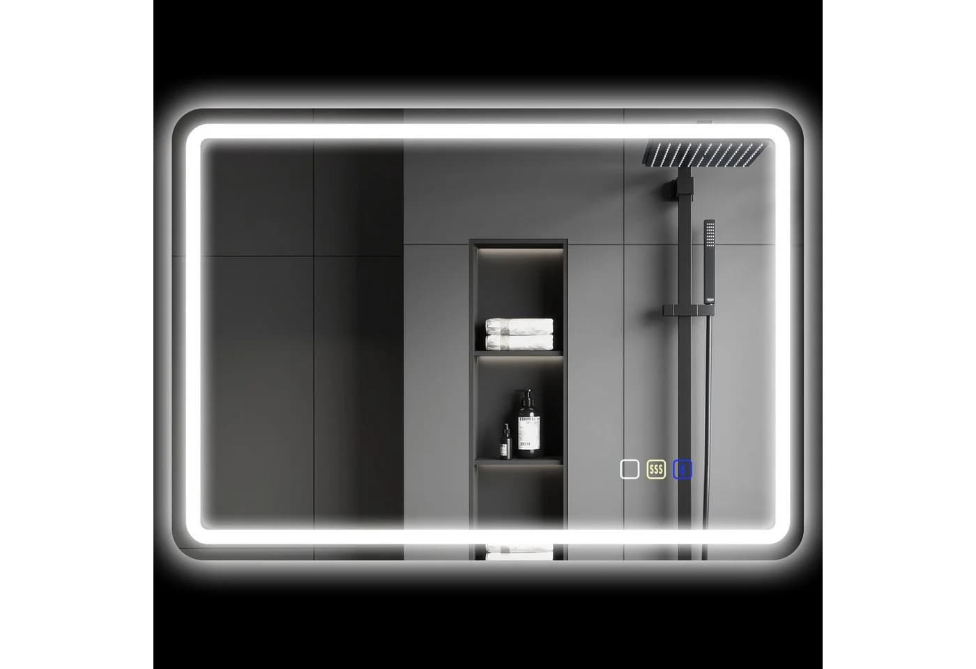 HOMCOM LED Badspiegel mit Bluetooth und Beleuchtung Silber