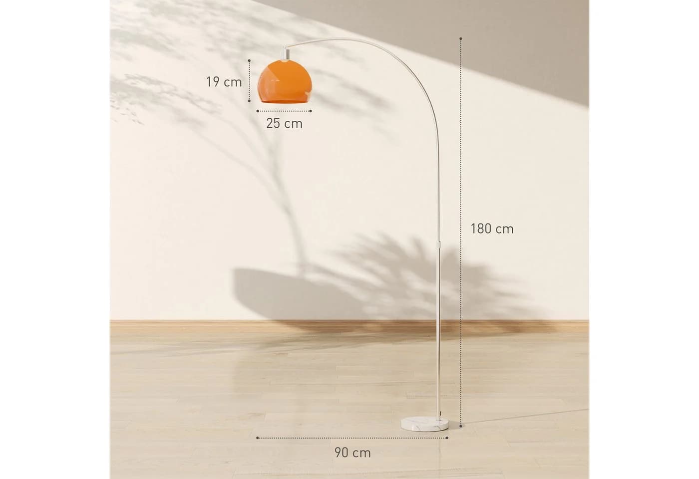 HOMCOM Stehlampe mit Marmorsockel, Lampenschirm, Fußschalter, E27 Fassung, Ein-,Ausschalter, ohne Leuchtmittel, für Schlafzimmer Büro - Bild 3