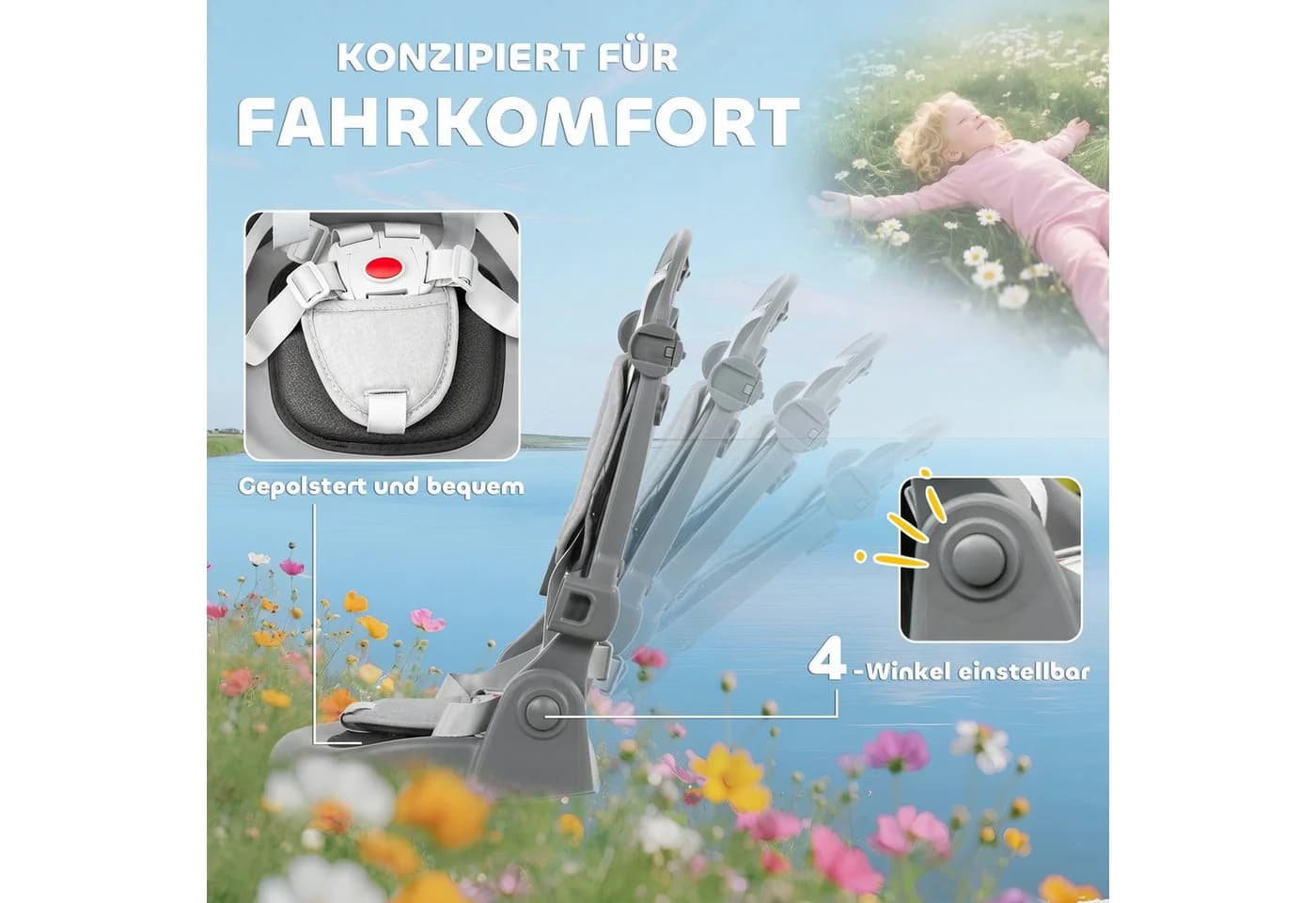 AIYAPLAY Kinderdreirad 6in1 Grau mit Schubstange und Korb - Bild 4