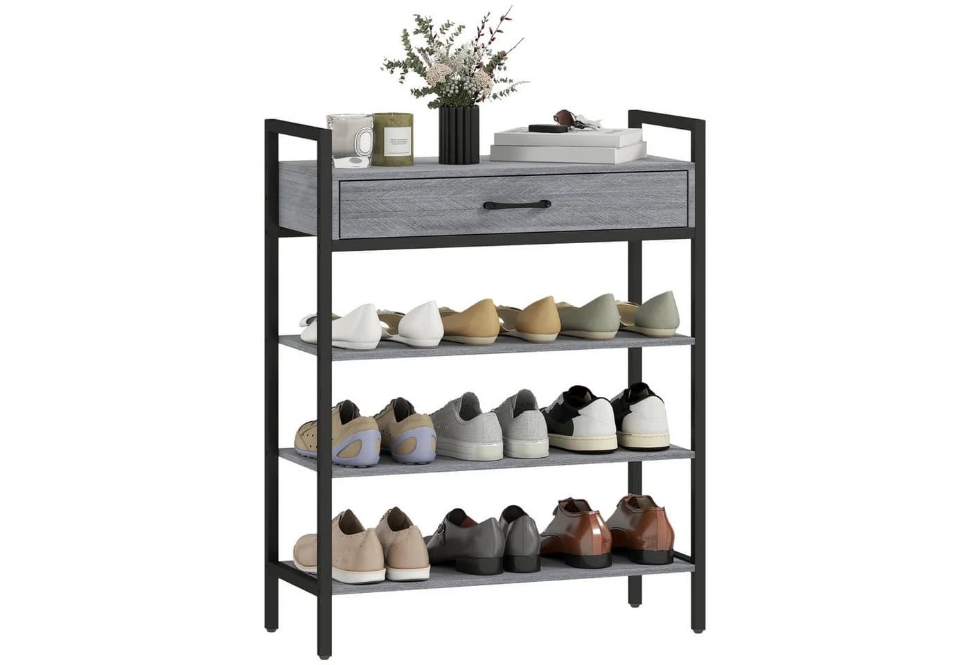 HOMCOM Schuhregal 4-stufiges Flurregal für bis zu 9 Paar Schuhe