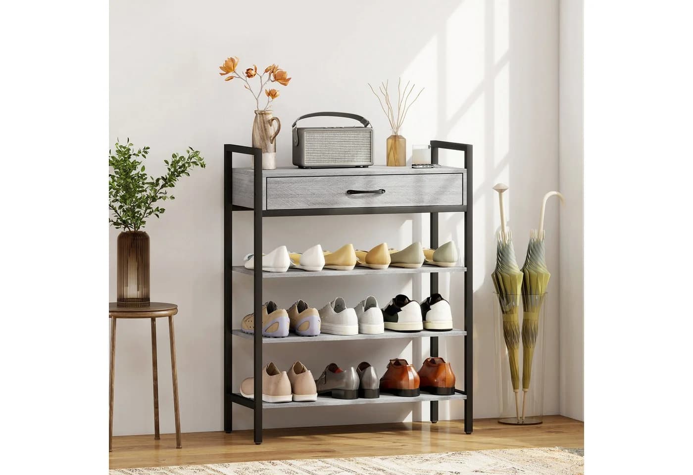HOMCOM Schuhregal 4-stufiges Flurregal für bis zu 9 Paar Schuhe - Bild 2