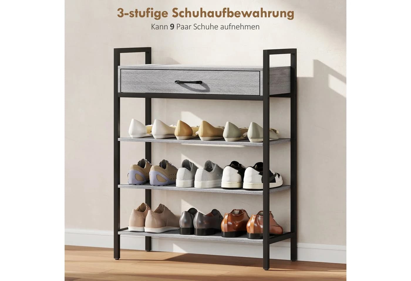 HOMCOM Schuhregal 4-stufiges Flurregal für bis zu 9 Paar Schuhe - Bild 4
