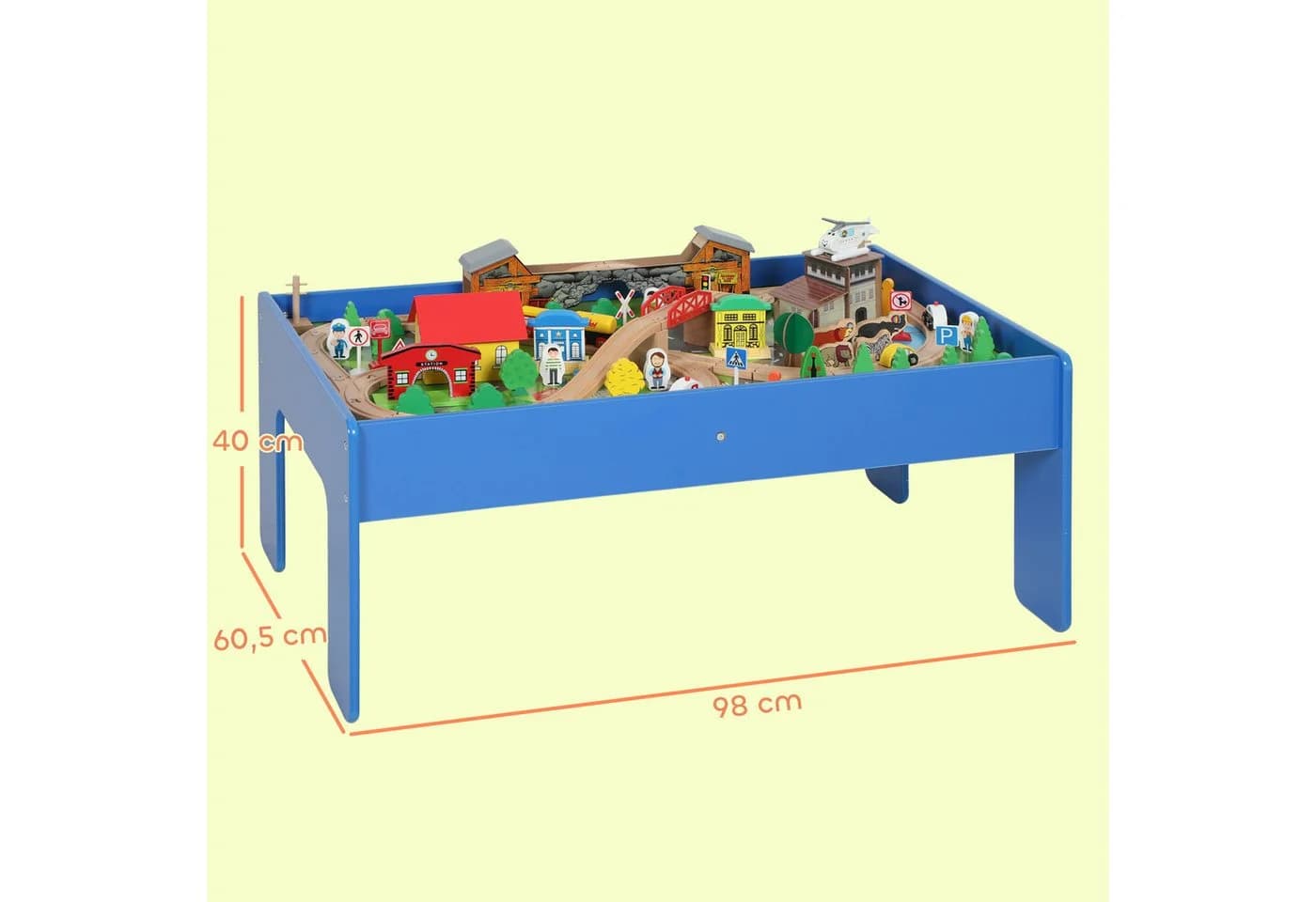 AIYAPLAY Spielzeug-Eisenbahn mit abnehmbarer Tischplatte, 108-teiliges Eisenbahn-Set, Blau - Bild 3