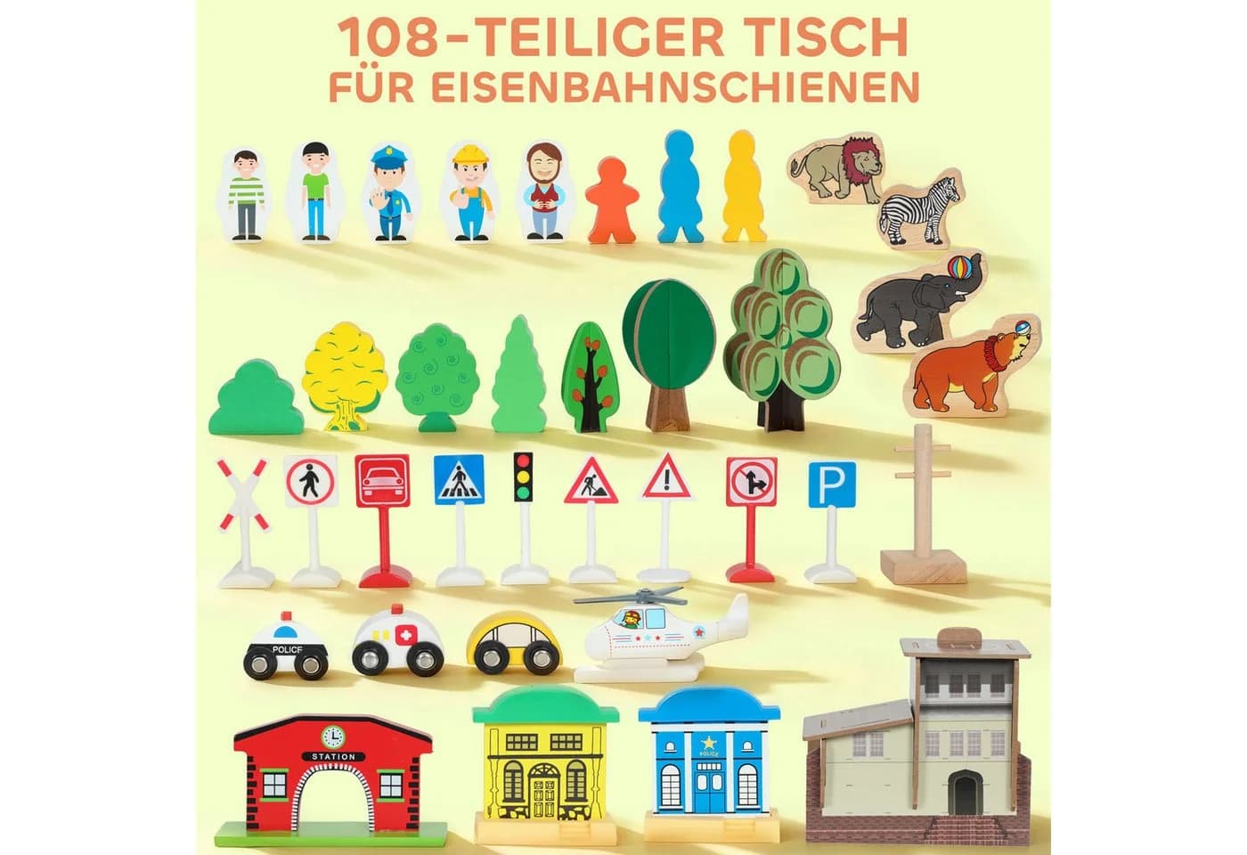 AIYAPLAY Spielzeug-Eisenbahn mit abnehmbarer Tischplatte, 108-teiliges Eisenbahn-Set, Blau - Bild 4