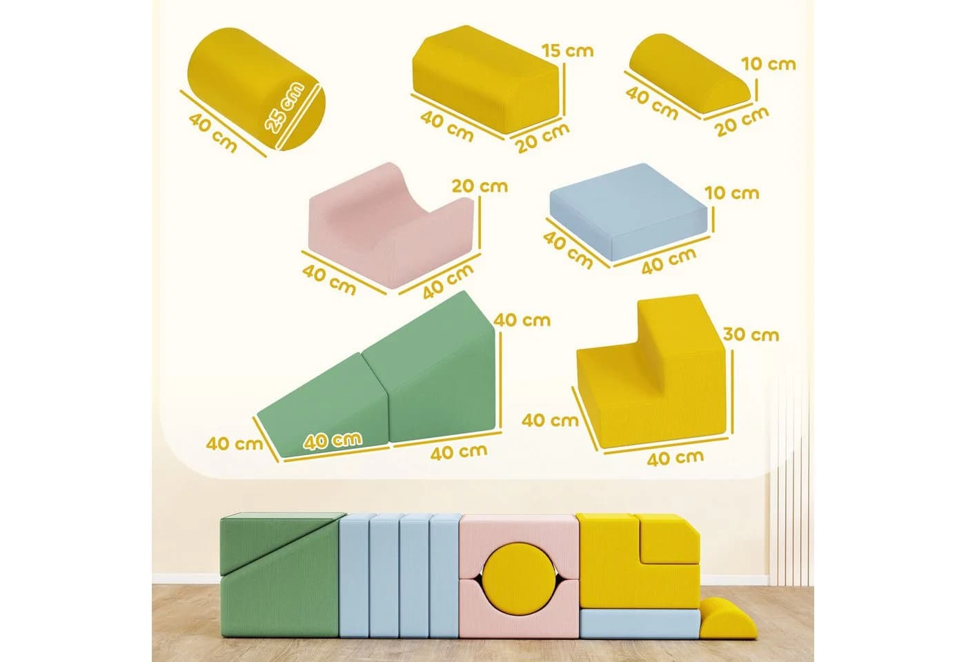 AIYAPLAY Kletter- und Spielset 12 St. Schaumstoffbausteine Mehrfarbig - Bild 3