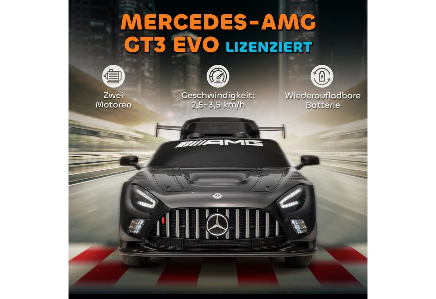 AIYAPPLAY Elektro-Kinderauto Schwarz Mercedes-AMG Design - Bild 4