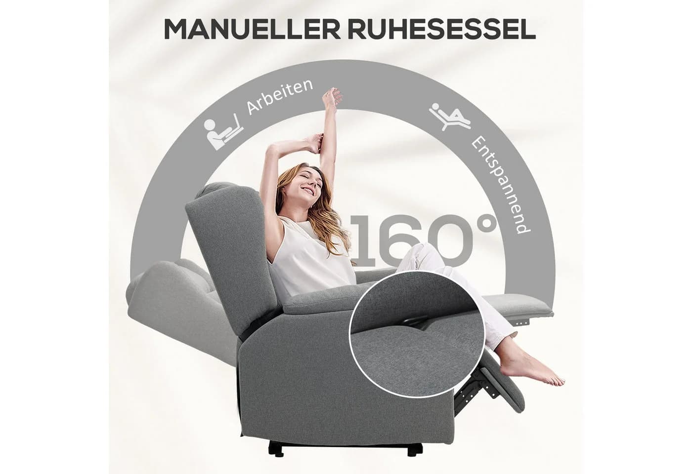 HOMCOM Relaxsessel Fernsehsessel mit Liegefunktion Dunkelgrau - Bild 4