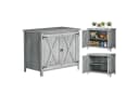 Outsunny Gartenschrank aus Holz Hellgrau mit Tür und Regal Bild 1