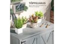 Outsunny Gartenschrank aus Holz Hellgrau mit Tür und Regal Bild 5