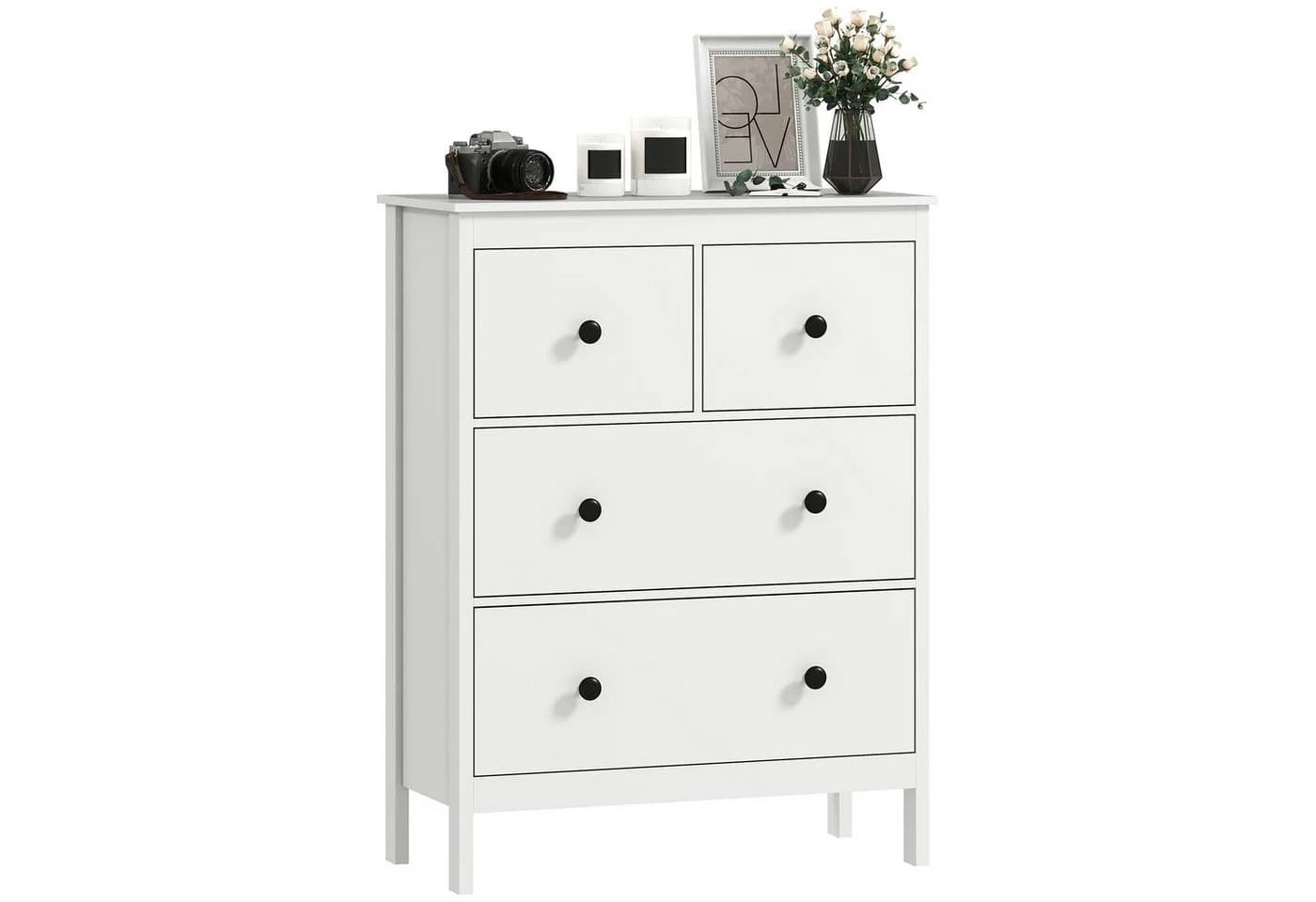 HOMCOM Kommode Sideboard 4 Schubladen Weiß Modern - Bild 2